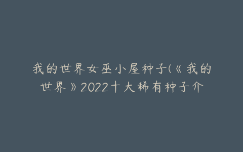 我的世界女巫小屋种子(《我的世界》2022十大稀有种子介绍)