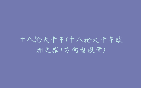 十八轮大卡车(十八轮大卡车欧洲之旅1方向盘设置)