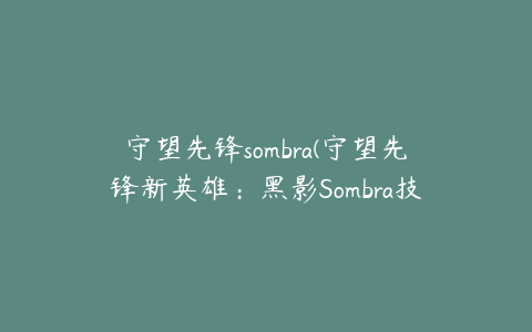 守望先锋sombra(守望先锋新英雄：黑影Sombra技能初介绍！)