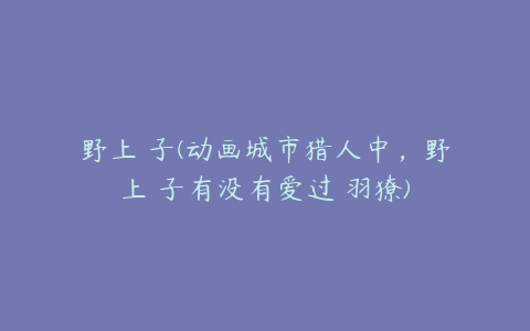 野上冴子(动画城市猎人中，野上冴子有没有爱过犽羽獠)